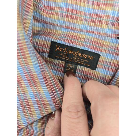 Vintage 1970's
Yves Saint Laurent
Plaid Dager Collar Plaid Button Down - Picture 5 of 6
